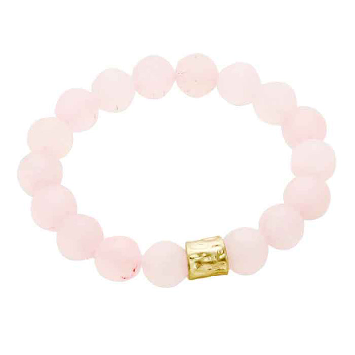 Light Pink Semi precious stone beaded stretch bracelet, Look like the ultimate fashionista with these stretch bracelet! this stunning stone beaded bracelet can light up any outfit, and make you feel absolutely flawless. Fabulous fashion and sleek style adds a pop of pretty color to your attire, coordinate with any ensemble from business casual to everyday wear.
