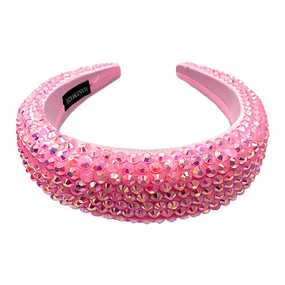 Light Pink Studded Padded Headband, sparkling placed on a wide padded headband making you feel extra glamorous especially when crafted from padded beaded headband . Push back your hair with this pretty plush headband, spice up any plain outfit! Be ready to receive compliments. Be the ultimate trendsetter wearing this chic headband with all your stylish outfits! 