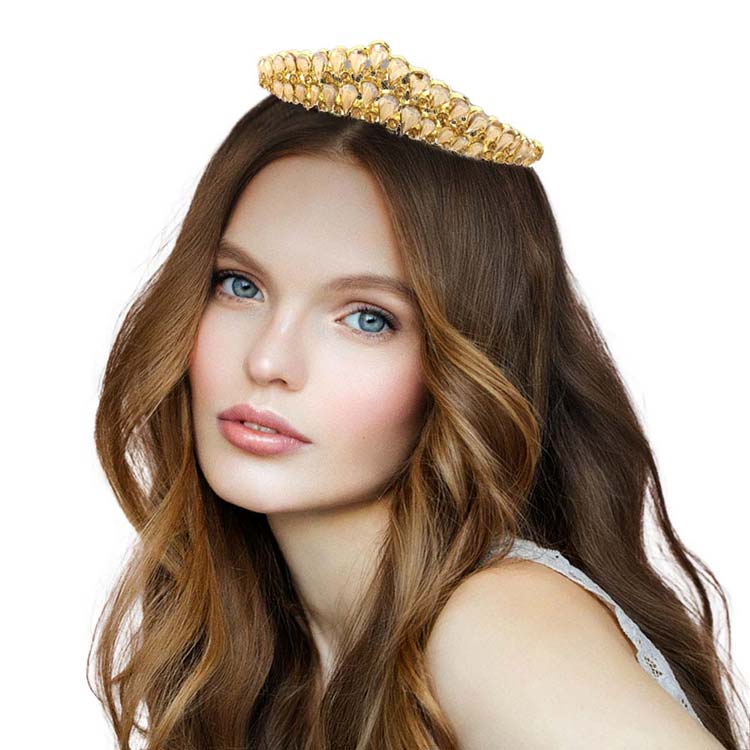 Gold Crystal Teardrop Tiara Headband - Tiaras Crowns Women Girls Princess Gold Crystal Wedding  main image 3