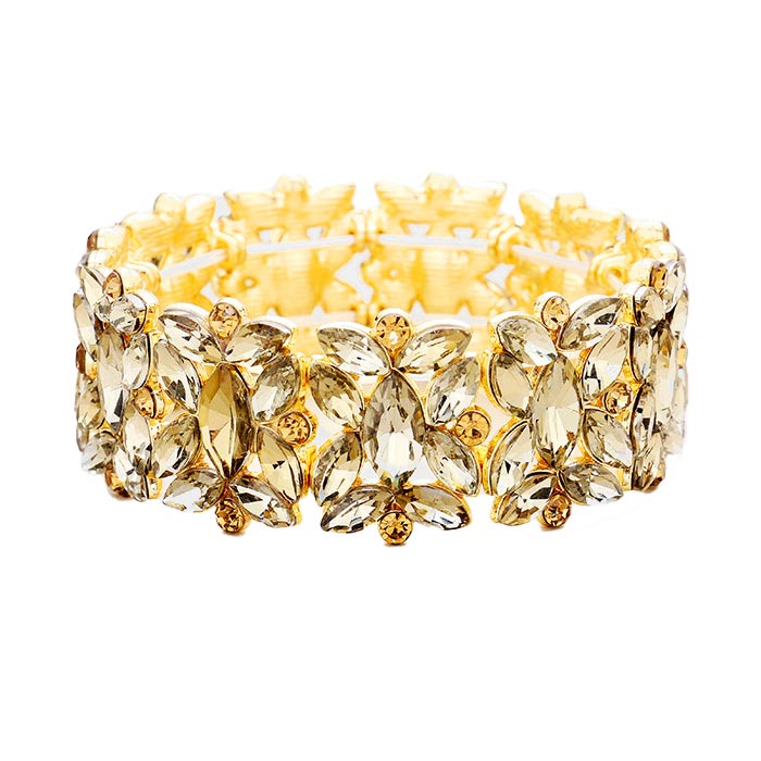 Lt Col Topaz Marquise Floral Oval Crystal Cluster Stretch Evening Bracelet, abaolutely gorgeous and glitters on your earlobs to make you stand out. It looks so pretty, brightly and elegant at any special occasion. This Crystal Cluster Bracelets designed to be trendy fashion statement. These Bracelets bangle are perfect for any occasion whether formal or casual or for going to a party or special occasions. Perfect gift for birthday, Valentine’s Day, Party, Prom.