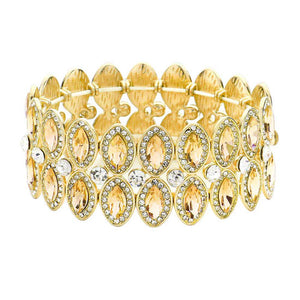 Lt Col Topaz Marquise Stone Accented Stretch Evening Bracelet. Get ready with these Stretch evening Bracelet, put on a pop of color to complete your ensemble. Perfect for adding just the right amount of shimmer & shine and a touch of class to special events. Perfect Birthday Gift, Anniversary Gift, Mother's Day Gift, Graduation Gift.