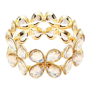 Lt Col Topaz Teardrop Stone Cluster Stretch Evening Bracelet, look as majestic on the outside as you feel on the inside, eye-catching sparkle, sophisticated look you have been craving for!  Can go from the office to after-hours easily, adds a stunning glow to any outfit. Stylish bracelet that is easy to put on, take off. Perfect gift for you or a loved one!