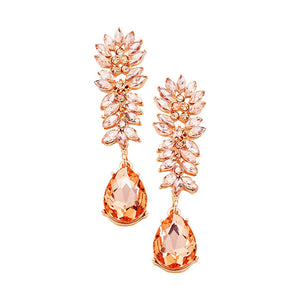 Peach Crystal Earrings, Classic, Elegant Marquise Cluster Crystal Teardrop Dangle Evening Earrings Crystal teardrop Earrings Special Occasion ideal for parties, weddings, graduation, prom, holidays, pair these glass earrings with any ensemble. Birthday Gift, Mother's Day Gift, Anniversary Gift, Quinceanera, Sweet 16, Bridesmaid, Milestone Gift