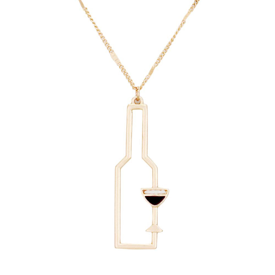 Matte Copper Wine Pendant Necklace, Wine Bottle & Glass necklace is dainty, gorgeous, and hilarious. Treat yourself to fun and unique jewelry pieces that are perfect for any occasion. This delightful Wine Pendant necklace enhances any outfit with timeless elegance & feels absolutely flawless.