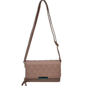 Mauve Beautiful Minimalist PU Lather Quilted Flap Bag, This cross-body bag is a stylish day-to-night accessory. It's a simple but eye-catching accessory to enrich your look with any outfit. The outer is adorned with quilting and stamped with branded hardware and you'll find a roomy compartment inside complete with a zipped pocket. Versatile enough for wearing straight through the week, perfectly lightweight to carry around all day.