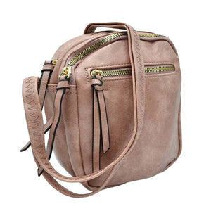 Mauve Trendy Leather Crossbody Bag With Shoulder Strap, Be trendy and casual with this beautifully crafted crossbody bag. This premium-looking bag is made up of genuine leather, making it perfect for carrying when heading to the office or casual parties. This bag features a flexible shoulder strap and zipper closure and has spacious space to place all your stuff. Stay trendy!