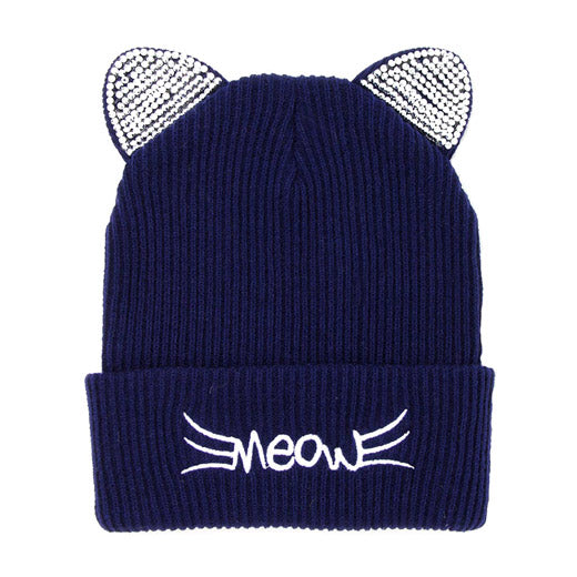 Soft, Cozy Meow Solid Stone Navy Cat Ear Beanie Hat Navy Cat Ear Hat Stone Hat Winter Hat, reach for this toasty hat to keep you incredibly warm when running out the door. Accessorize with this cat ear hat, it's the autumnal touch finish your outfit in style. Best Gift Birthday, Christmas, Night Out Cold Weather, Valentine's Day
