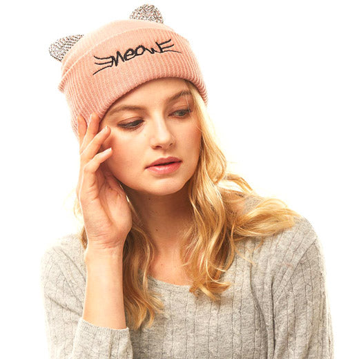 Soft, Cozy Meow Solid Stone Blush Cat Ear Beanie Hat Blush Cat Ear Hat Stone Hat Winter Hat, reach for this toasty hat to keep you incredibly warm when running out the door. Accessorize with this cat ear hat, it's the autumnal touch finish your outfit in style. Best Gift Birthday, Christmas, Night Out Cold Weather, Valentine's Day