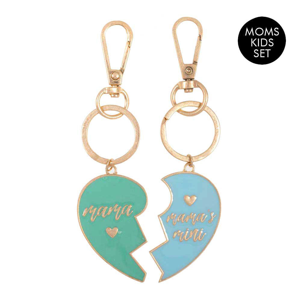 Mint 2PCS Mama Mini Enamel Heart Moms and Kids Set Key Chains. Get your loved ones the perfect gift for this mother's Day, heart shape key chain!  this keychain is the best to carry around the keys to your treasure box or your hideout! Make your close ones feel special and make them laugh! It will be your new favorite accessory. Perfect Birthday Gift, Anniversary Gift, Mother's Day Gift, Graduation Gift, Valentine's Day Gift etc.