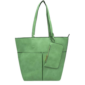 Mint 3 In 1 Large Soft  Leather Women's Tote Handbags, There's spacious and soft leather tote offers triple the styling options. Featuring a spacious profile and a removable pouch makes it an amazing everyday go-to bag. Spacious enough for carrying any and all of your outgoing essentials. The straps helps carrying this shoulder bag comfortably. Perfect as a beach bag to carry foods, drinks, big beach blanket, towels, swimsuit, toys, flip flops, sun screen and more.