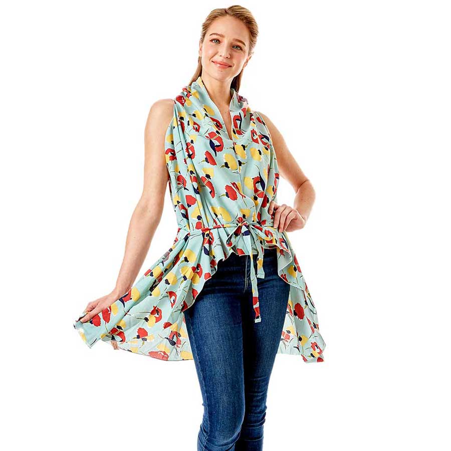 Mint Abstract Floral Vest Cover up, Luxurious, trendy, super soft chic capelet, keeps you warm and toasty. You can throw it on over so many pieces elevating any casual outfit! Perfect Gift for Wife, Birthday, Holiday, Christmas, Anniversary, Fun Night Out.