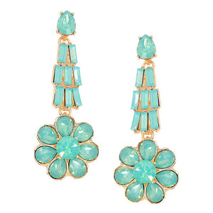 Mint Crystal Rhinestone Flower Evening Earrings, put on a pop of color to complete your ensemble. Beautifully crafted design adds a gorgeous glow to any outfit. Perfect for adding just the right amount of shimmer & shine. Perfect for Birthday Gift, Anniversary Gift, Mother's Day Gift, Graduation Gift, Thank you Gift.