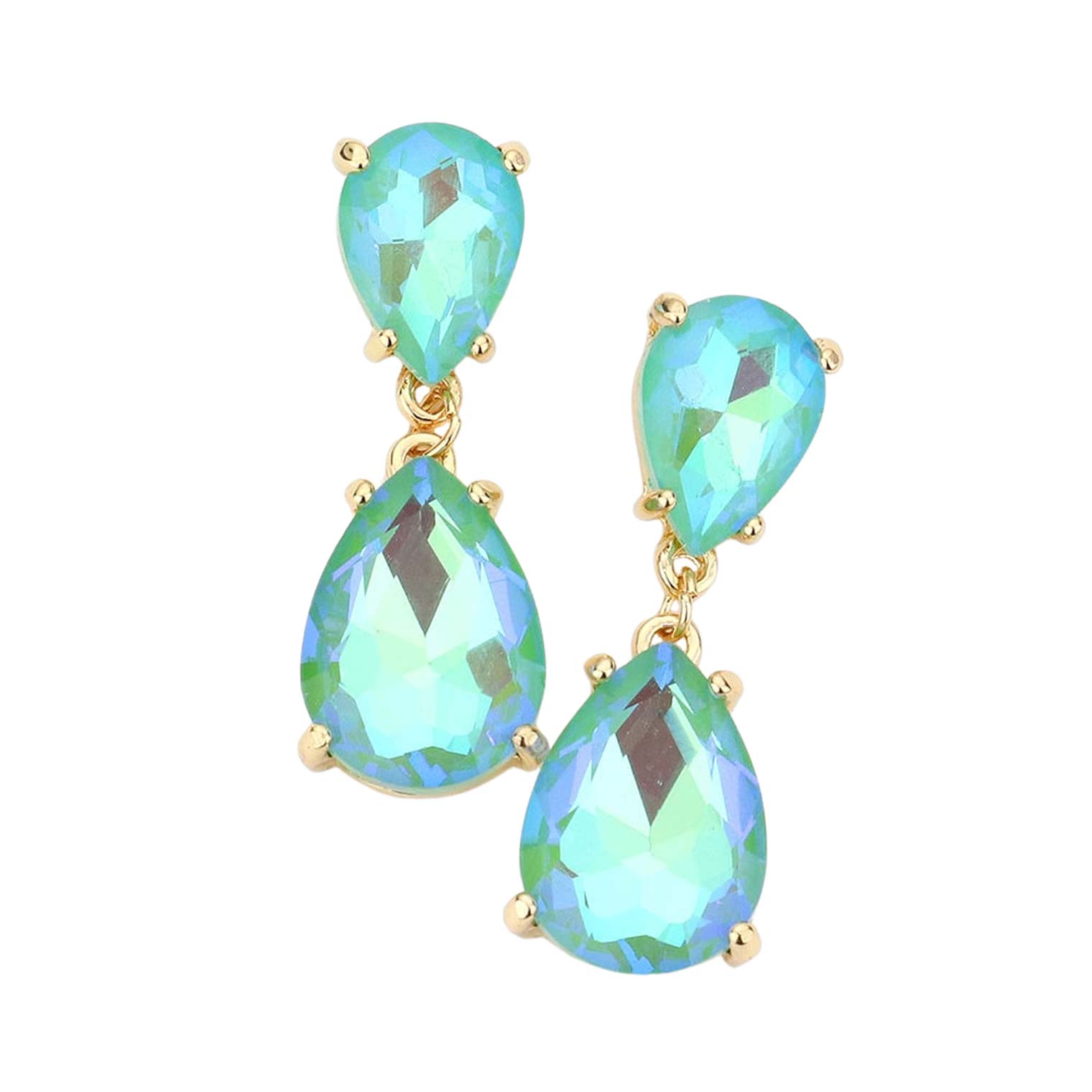 Mint Double Teardrop Link Dangle Evening Earrings, Beautiful teardrop-shaped dangle drop earrings. These elegant, comfortable earrings can be worn all day to dress up any outfit. Wear a pop of shine to complete your ensemble with a classy style. The perfect accessory for adding just the right amount of shimmer and a touch of class to special events. Jewelry that fits your lifestyle and makes your moments awesome!