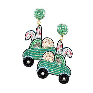 Mint Felt Back Seed Beaded Easter Bunny Car Dangle Earrings. These delicate Easter Bunny Earrings are perfect for special occasions. They are great gifts for Easter, Thanksgiving and Birthday. They are also suitable for daily wear. The exquisite design will never go out of style, easy to match everyday costume, be unique on special day. Makes a wonderful gift for your loved ones on holiday seasons.