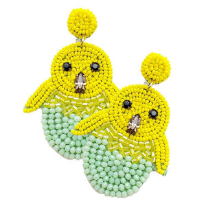 Mint Felt Back Stone Seed Beaded Chick Dangle Earrings, Wear these gorgeous earrings to make you stand out from the crowd & show your perfect choice. The beautifully crafted design adds a beautiful glow to any outfit. Put on a pop of color to complete your ensemble in perfect style. These Animal-themed earrings are perfect for adding just the right amount of shimmer & shine. Perfect for Birthday Gifts, Anniversary gifts, Mother's Day Gifts, Graduation gifts, and Valentine's Day gifts. Stay trendy!