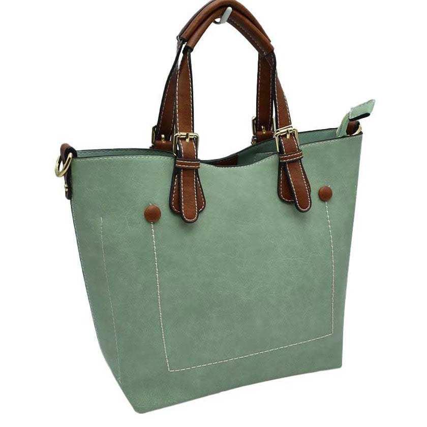Mint Genuine Leather Tote Shoulder Handbags For Women. Ideal for everyday occasions such as work, school, shopping, etc. Made of high quality leather material that's light weight and comfortable to carry. Spacious main compartment with magnetic snap closure to safely store a variety of personal items such as wallet, tablet, phone, books, and other essentials. One interior open pocket for small accessories within hand's reach.