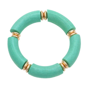 Mint Wood Stretch Bracelet, a pop of color with our assortment of beautiful bracelets. Fun wood bracelet awesome for this season, The wood bracelet is an excellent way to exhibit stylish fashion and convey an affirming sense of tranquility. It's the perfect accessory to complement your outfit with style! Great as a gift for your beloved one!