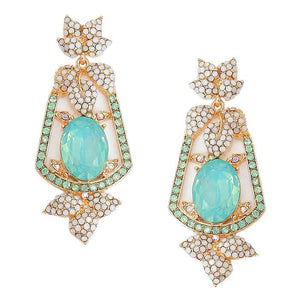 Mint Oval Crystal Rhinestone Leaf Evening Earrings. Look like the ultimate fashionista with these Earrings! Add something special to your outfit this Valentine! special It will be your new favorite accessory. Perfect Birthday Gift, Anniversary Gift, Mother's Day Gift, Graduation Gift, Valentine's Day Gift.
