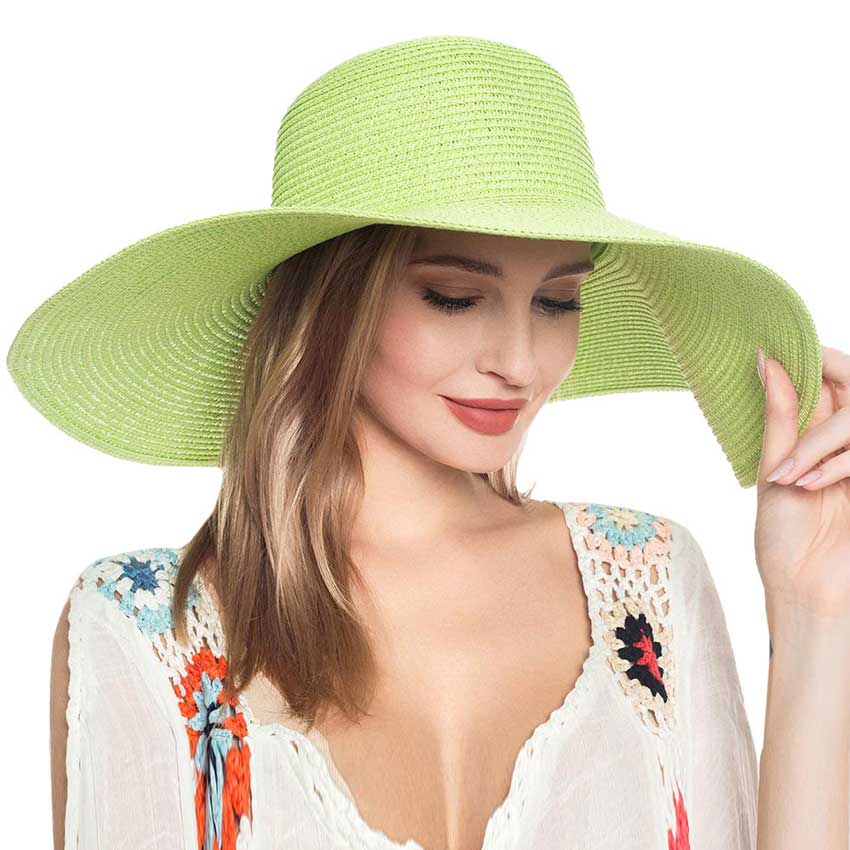 Mint Solid Straw Sun Hat, This handy Portable Packable Roll Up Wide Brim Sun Visor UV Protection Floppy Crushable Straw Sun hat that block the sun off your face and neck. A great hat can keep you cool and comfortable. Large, comfortable, and ideal for travelers who are spending time in the outdoors.