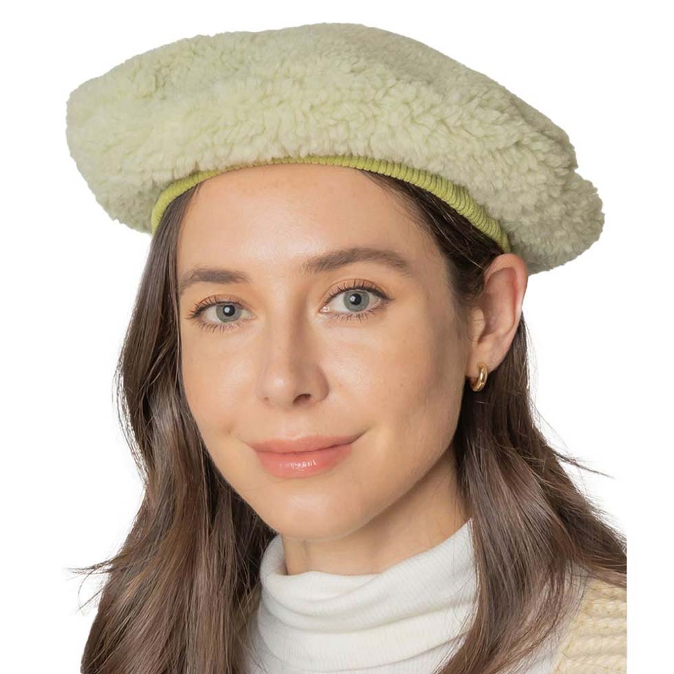 Mint Solid Sherpa Beret Hat, is made with care and love from very soft and warm yarn that keeps you warm and toasty on cold days and on winter days out. An awesome winter gift accessory! Wear this hat to keep yourself warm in a stylish way at any place any time. The perfect gift for Birthdays, Christmas, Stocking stuffers, holidays, anniversaries, and Valentine's Day, to friends, family, and loved ones. Enjoy the winter with this Sherpa Beret Hat.