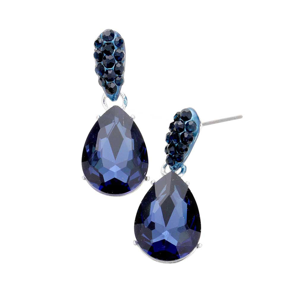 Montana Blue Crystal Teardrop Rhinestone Pave Evening Earrings, Add a pop of color to your ensemble, just the right amount of shimmer & shine, touch of class, beauty and style to any special events. These ultra-chic rhinestone earrings will take your look up a notch and add a gorgeous glow to any outfit with a touch of perfect class. Jewelry that fits your lifestyle and makes your moments awesome! 