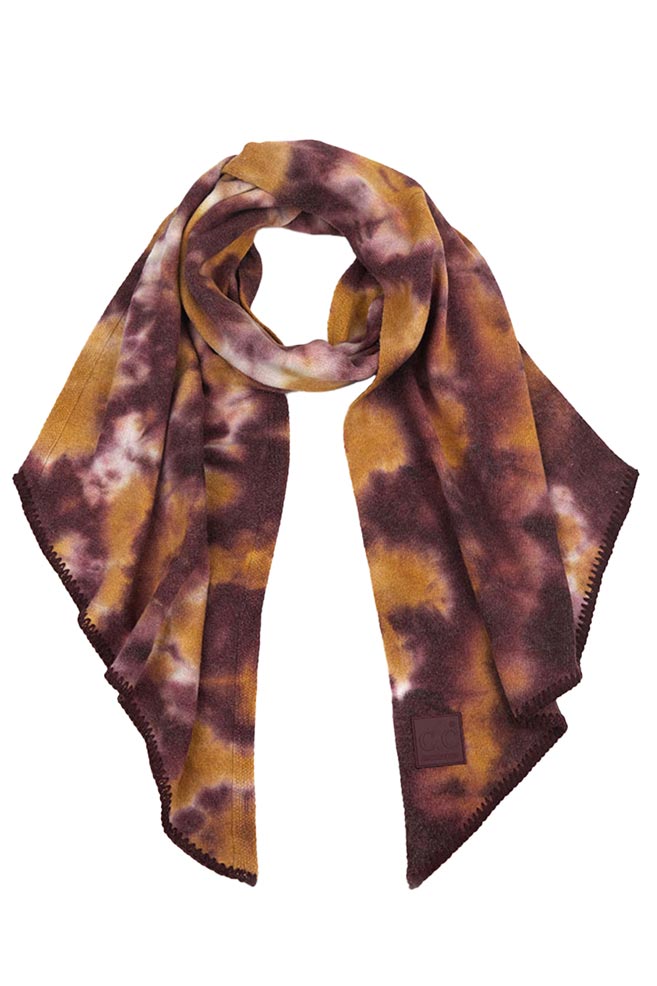 Moss Ginger C C Tie Dye Bias Cut Scarf With Rubber Patch, add a beautiful look and touch of perfect class to your outfit in style. Nicely designed with tie dye that gives a unique and awesome appearance with comfort and warmth. Perfect weight makes it wearable to complement your outfit, or with your favorite fall jacket. Great for daily wear in the cold winter to protect you against the chill.