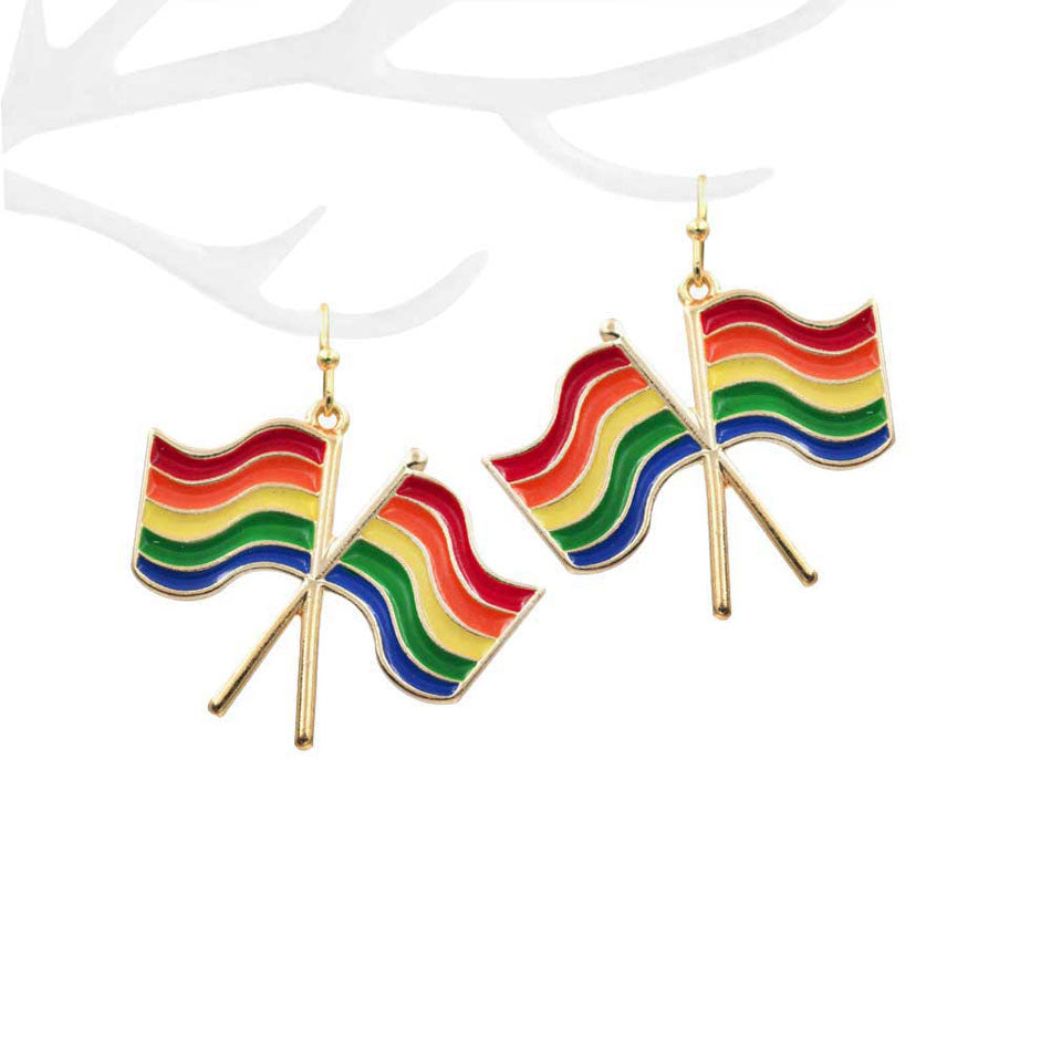 Multi  Enamel Metal Rainbow Flags Dangle Earrings. Seed Beaded Happy Egg Dangle earrings fun handcrafted jewelry that fits your lifestyle, adding a pop of pretty color. perfect for the festive season, embrace the national spirit with these cute earrings. Also enhance your attire with these vibrant artisanal earrings to show off your fun trendsetting style. Great gift idea for your Loving One on occasion.