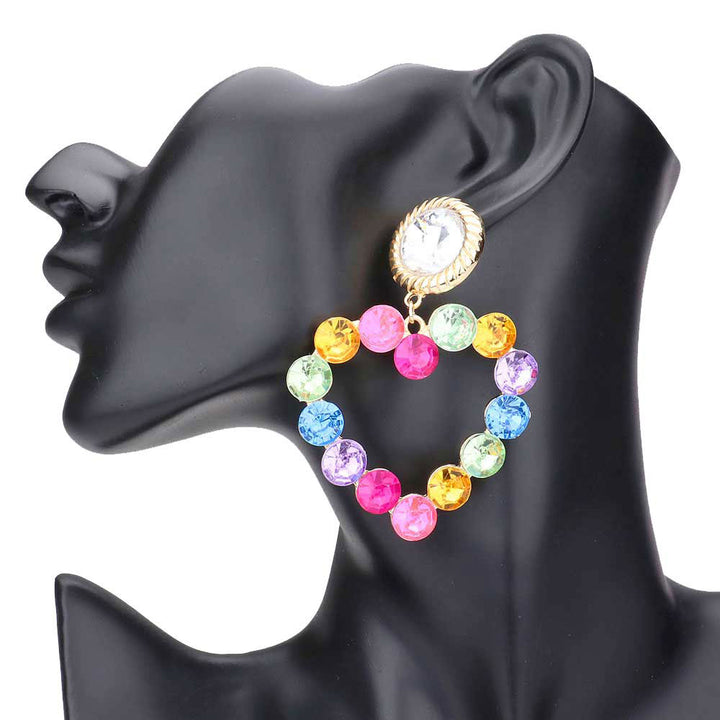 Multi Pearl Cluster Open Heart Dangle Earrings. put on a pop of color to complete your ensemble. Beautifully crafted design adds a gorgeous glow to any outfit. Perfect for adding just the right amount of shimmer & shine. Perfect for Birthday Gift, Anniversary Gift, Mother's Day Gift, Graduation Gift, Valentine's Day Gift.