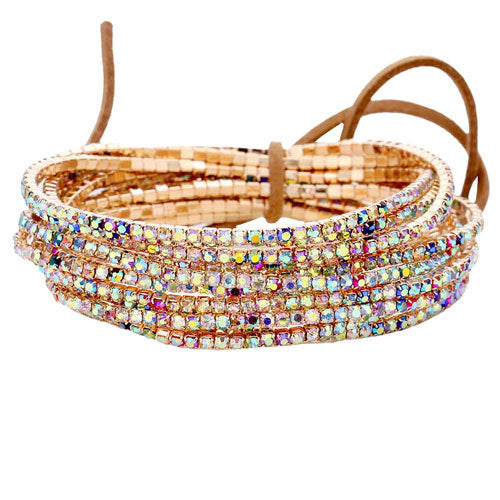 Multi 12PCS Ribbon Colorful Rhinestone Layered Stretch Bracelets. This Rhinestone Stretch Bracelet sparkles all around with it's surrounding round stones, stylish stretch bracelet that is easy to put on, take off and comfortable to wear. It looks modern and is just the right touch to set off LBD. Perfect jewelry to enhance your look. Awesome gift for birthday, Anniversary, Valentine’s Day or any special occasion.