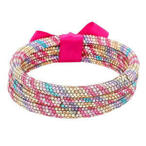 Multi 3PCS Rhinestone Pave Bangle Layered Bracelets, The sparkly Rhinestone bangle Bracelets set featuring made of rubber and Rhinestone dust inlaid. It looks so pretty, brightly and elegant. This Circle Rhinestone Wristband Bracelets designed in simple type is a trendy fashion statement, These Layer Bracelets bangle are perfect for any occasion whether formal or casual or for going to a party or special occasions. Perfect gift for birthday, Valentine’s Day, Party, Prom.