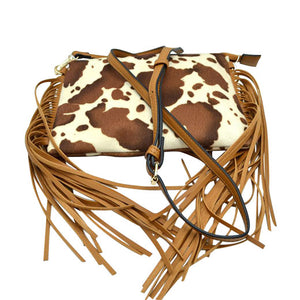 Multi 4 Trendy Cowprint Tassel Fringe Crossbody purse womens Handbag, This Cowprint handbag can be worn crossbody or on the shoulder. These comfortable handbag is made of high quality durable leather.This handbag features one big compartments, for your essentials and a little more. Show your trendy side with this awesome crossbody bag. Have fun and look stylish with its fringe details.