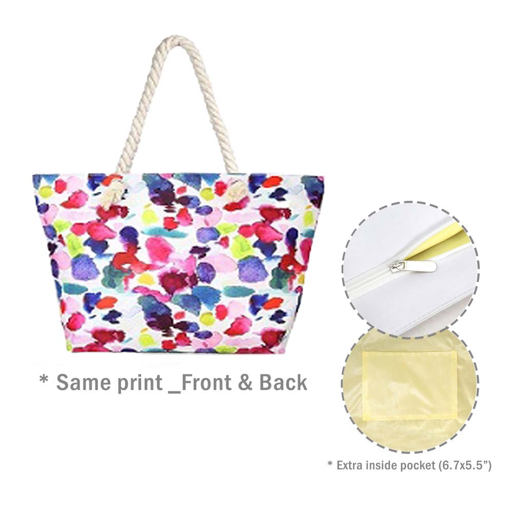Multi Abstract Painting Patterned Beach Tote Bag, This Abstract Painting Patterned Beach Tote Bag is versatile enough for wearing throughout the week, simple and leisurely, elegant and fashionable, suitable for women of all ages, and ultra-lightweight to carry around all day. A wonderful gift for your family, and friends.