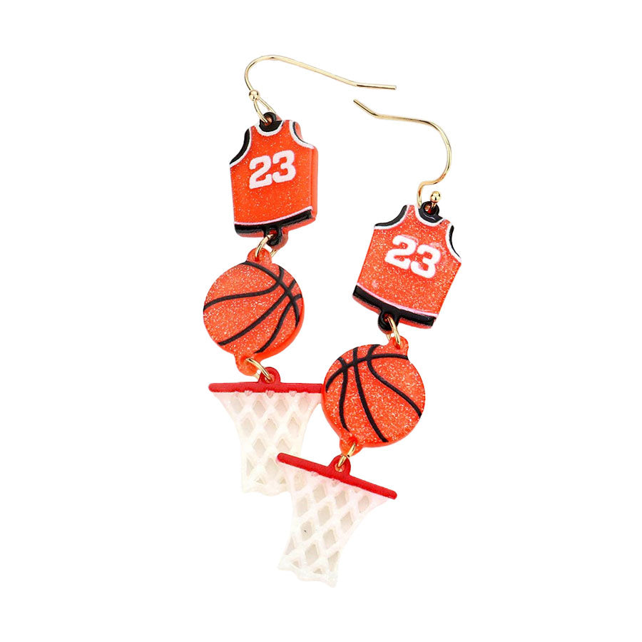 Multi Acetate Basketball Uniform Ball Net Drop Down Earrings, these Basketball Uniform Ball Net Drop Down Earrings are elegant, and fun, and make a great addition to any outfit! Very lightweight and eye-catchy!  Also as a sweet gift for your woman, ladies, mother, daughter, wife, friends, or a special treat for yourself.
