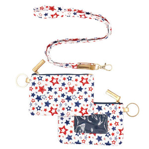 Multi American USA Star Patterned Id Wallet Detachable,  looks like the ultimate fashionista when carrying USA star patterned id wallet, You can keep your ID card in this bag and also when you need something small to carry or drop in your bag. Show your love for Your country with this sweet patriotic  USA star patterned id wallet. Red, white, and blue are used for a trendy fireworks flare.