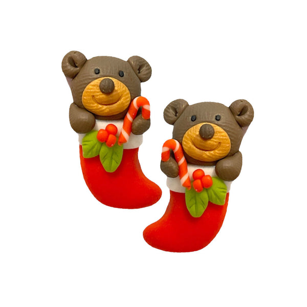 Multi Bear Christmas Socks Polymer Clay Stud Earrings. Beautifully crafted design adds a gorgeous glow to any outfit. Jewelry that fits your lifestyle! Perfect Birthday Gift, Anniversary Gift, Mother's Day Gift, Anniversary Gift, Graduation Gift, Prom Jewelry, Just Because Gift, Thank you Gift.