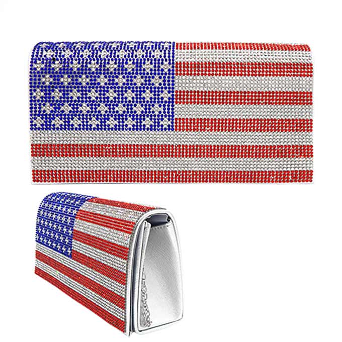 Multi Bling American USA Flag Evening Clutch Crossbody Bag, This high-quality Crossbody Clutch Bag is both unique and stylish. Perfect for money, credit cards, coins, and many more things, light and gorgeous. Show your love and Patriotic for our country with this sweet USA flag-style American Flag evening crossbody bag.