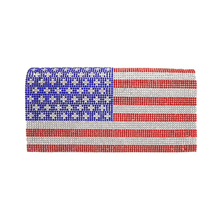 Multi Bling American USA Flag Evening Clutch Crossbody Bag, This high-quality Crossbody Clutch Bag is both unique and stylish. Perfect for money, credit cards, coins, and many more things, light and gorgeous. Show your love and Patriotic for our country with this sweet USA flag-style American Flag evening crossbody bag.