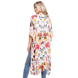 Multi Butterfly Leaf Printed Cover Up Kimono Poncho This timeless Kimono Poncho is Soft, Lightweight and Breathable Fabric, Comfortable to Wear. Sophisticated, flattering and cozy, this Poncho drapes beautifully for a relaxed, pulled-together look. Suitable for Weekend, Work, Holiday, Beach, Party, Club, Night, Evening, Date, Casual and Other Occasions in Spring, Summer and Autumn.