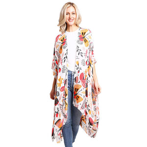 Multi Butterfly Leaf Printed Cover Up Kimono Poncho This timeless Kimono Poncho is Soft, Lightweight and Breathable Fabric, Comfortable to Wear. Sophisticated, flattering and cozy, this Poncho drapes beautifully for a relaxed, pulled-together look. Suitable for Weekend, Work, Holiday, Beach, Party, Club, Night, Evening, Date, Casual and Other Occasions in Spring, Summer and Autumn.