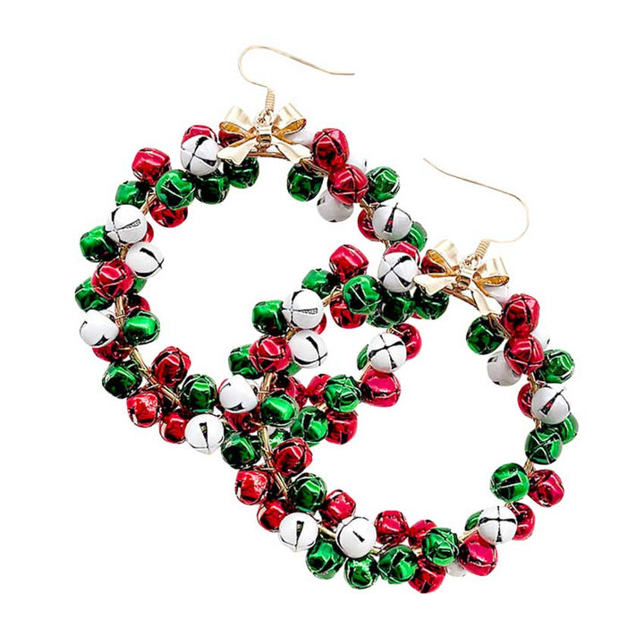 Multi Christmas Bell Wreath Dangle Earrings, elegance and cuteness becomes you in these lightweight and playful, shiny glamorous Christmas wreath dangle earrings, they will dangle on your earlobes & bring a smile to those who look at you. Perfect Gift for Birthdays, Christmas, Stocking Stuffers, Secret Santa, BFF, etc.