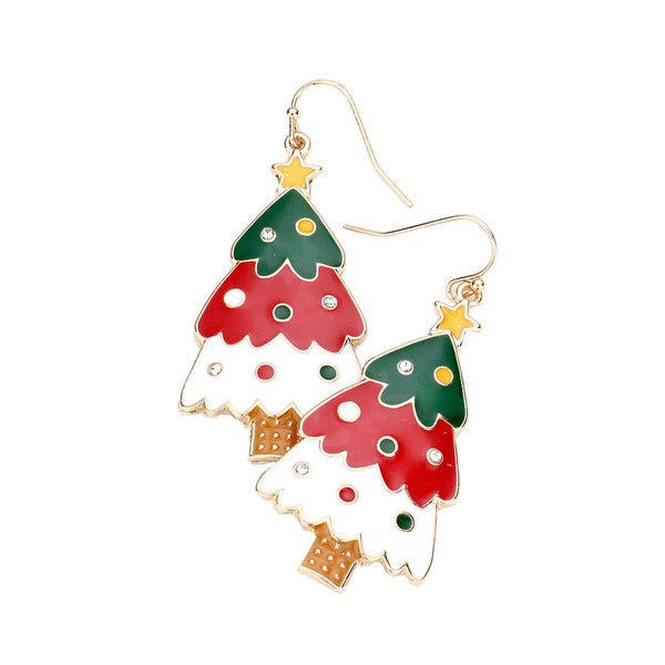 Multi Enamel Christmas Tree Dangle Earrings, put on a pop of color to complete your ensemble. Perfect for adding just the right amount of shimmer & shine and a touch of class to special events. Perfect Birthday Gift, Anniversary Gift, Mother's Day Gift, Graduation Gift.