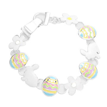 Multi Enamel Metal Bunny Egg Flower Link Magnetic Bracelet, Get ready with these bright stunning fashion bracelets, put on a pop of shine to complete your ensemble. Perfect for adding just the right amount of shimmer and a touch of class to special events. Awesome gift for birthday, Valentine‚Äö√Ñ√¥s Day or any special occasion.