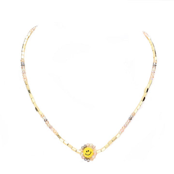 Multi Faceted Bead Trimmed Smile Accented Necklace, put on a pop of color to complete your ensemble. Perfect for adding just the right amount of shimmer & shine and a touch of class to special events. Perfect Birthday Gift, Anniversary Gift, Mother's Day Gift, Graduation Gift, Valentine’s Gift.