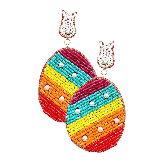 Multi Felt Back Beaded Easter Bunny Egg Link Dangle Earrings. Look like the ultimate fashionista with these Earrings! Add something special to your outfit this Valentine! special It will be your new favorite accessory. Perfect Birthday Gift, Anniversary Gift, Mother's Day Gift, Graduation Gift, Valentine's Day Gift.