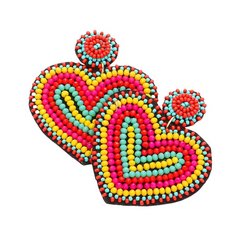 Multi Felt Back Beaded Heart Dangle Earrings, Take your love for statement accessorizing to a new level of affection with the heart dangle earrings. Accent all your sundresses with the extra fun vibrant color handmade beaded heart earrings, which are crafted with high-quality seed beads with elaborate handwoven knit by Artisans. Wear these gorgeous earrings to make you stand out from the crowd & show your trendy choice. 