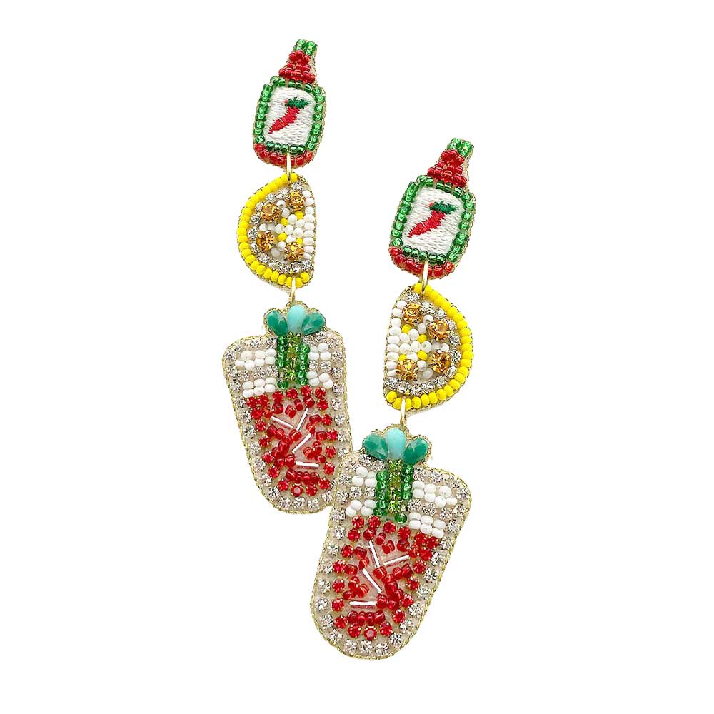 Multi Felt Back Beaded Spicy Sauce Lemon Juice Link Earrings, are unique & beautiful collection of earrings for making your attire more attractive. These fruits-themed earrings will glow perfectly while going outside, at parties, on the beach, on any summer or spring occasion, on tours, etc. It's an excellent gift item.