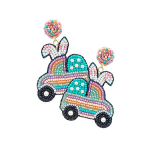 Multi Felt Back Seed Beaded Easter Bunny Car Dangle Earrings. These delicate Easter Bunny Earrings are perfect for special occasions. They are great gifts for Easter, Thanksgiving and Birthday. They are also suitable for daily wear. The exquisite design will never go out of style, easy to match everyday costume, be unique on special day. Makes a wonderful gift for your loved ones on holiday seasons.
