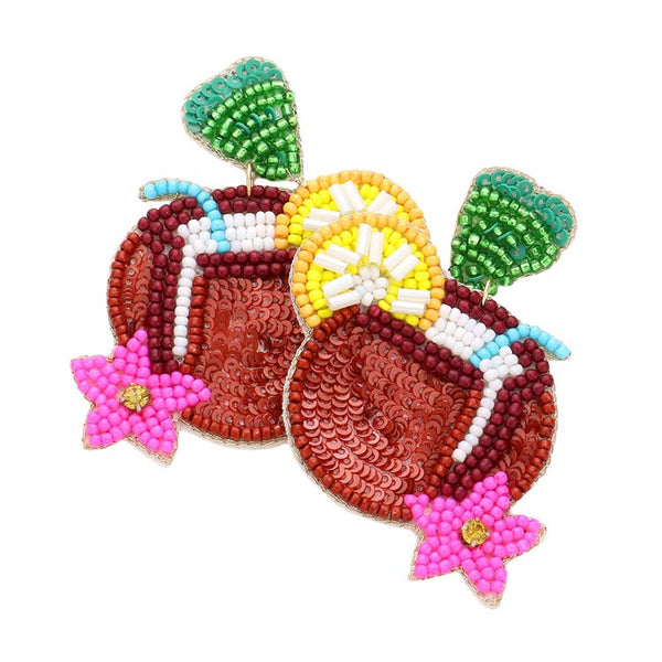 Multi Felt Back Sequin Beaded Heart Coconut Lemon Dangle Earrings, are beautifully designed on fruit or food, Heart-theme to put on a pop of color and complete your ensemble. Perfect gift for Anniversaries, Graduation and food lover persons etc. Show off your trendy choice & perfect combination with these beautiful earrings.