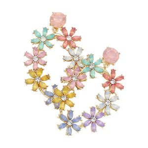 Multi Flower Cluster Dangle Evening Earrings, are beautifully decorated to dangle on your earlobes on special occasions for making you stand out from the crowd. Wear these dangle evening earrings to show your unique yet attractive & beautiful choice. Coordinate these  evening earrings with any special outfit to draw everyone's attention.