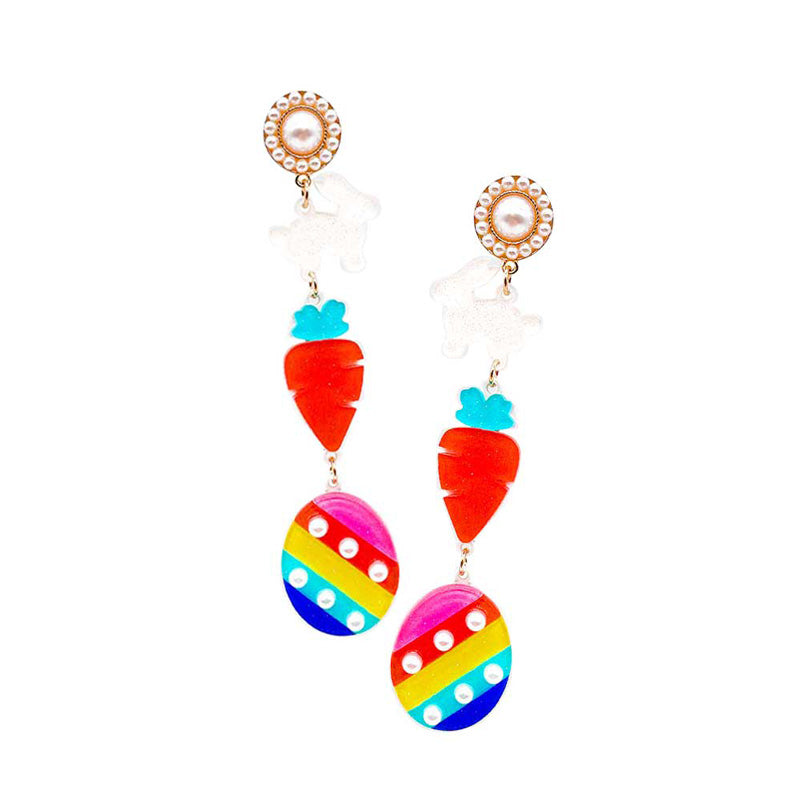 Multi Glittered Resin Easter Bunny Carrot Egg Link Dangle Earrings, perfect for the festive season, embrace the Easter spirit with these cute enamel resin carrot egg earrings, these sweet delicate gift earrings are sure to bring a smile to your face. Surprise your loved ones on this Easter Sunday occasion. Great gift idea for Wife, Mom, or your Loving One.